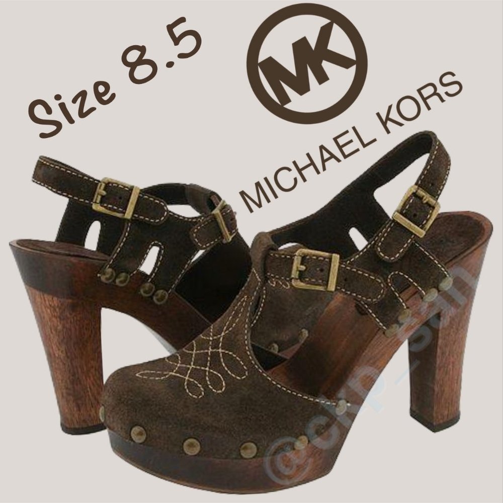 Michael Kors Western Suede Platform Clog Sz 8.5